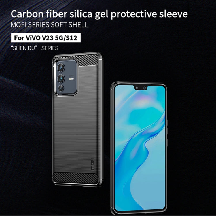 Custodia morbida per telefono in TPU in fibra di carbonio spazzolata serie MOFI Gentleness, For vivo V23 5G/S12, For vivo V23 Pro /S12 Pro