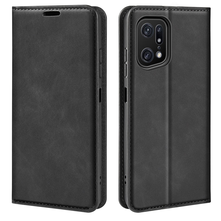 Per OPPO Find X5 Pro Custodia per telefono in pelle con aspirazione magnetica retro-skin, For OPPO Find X5 Pro