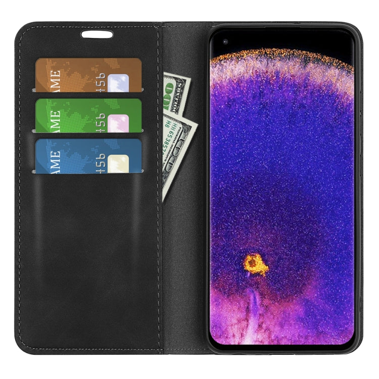 Per OPPO Find X5 Pro Custodia per telefono in pelle con aspirazione magnetica retro-skin, For OPPO Find X5 Pro