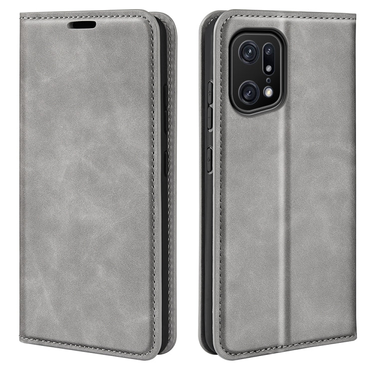 Per OPPO Find X5 Pro Custodia per telefono in pelle con aspirazione magnetica retro-skin, For OPPO Find X5 Pro