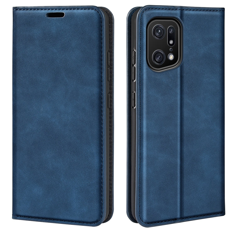 Per OPPO Find X5 Pro Custodia per telefono in pelle con aspirazione magnetica retro-skin, For OPPO Find X5 Pro
