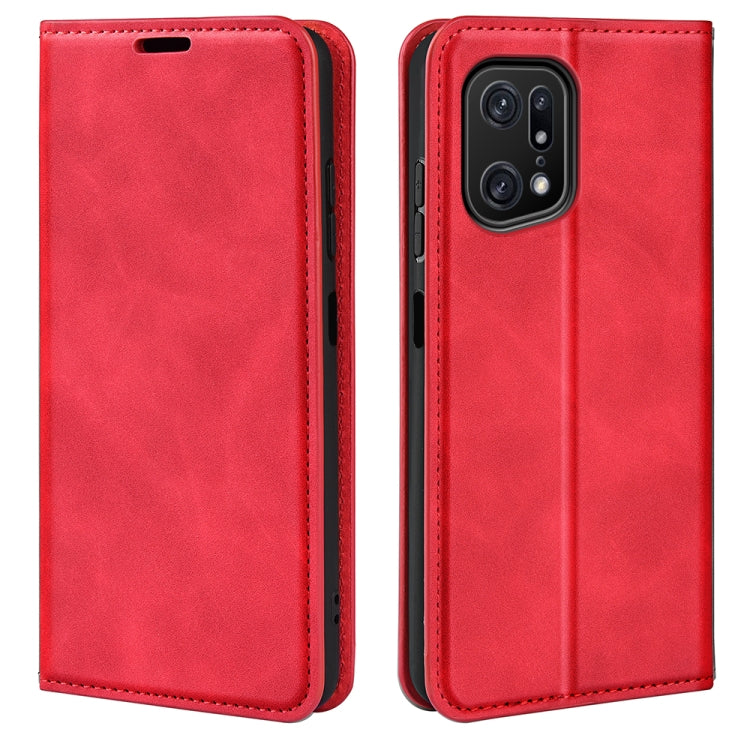 Per OPPO Find X5 Pro Custodia per telefono in pelle con aspirazione magnetica retro-skin, For OPPO Find X5 Pro