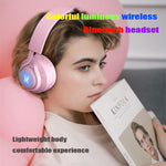 BT06C+ Auricolare Bluetooth wireless carino montato sulla testa per bambini con microfono e luce a LED