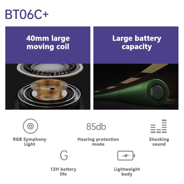 BT06C+ Auricolare Bluetooth wireless carino montato sulla testa per bambini con microfono e luce a LED