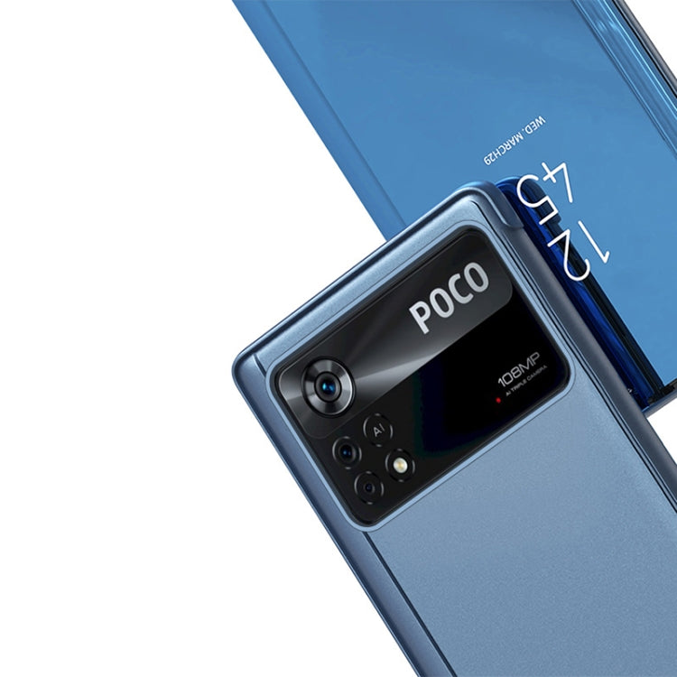 Custodia in pelle flip orizzontale placcata a specchio con supporto, For Xiaomi Poco X4 Pro 5G, For Xiaomi Poco M4 Pro 4G