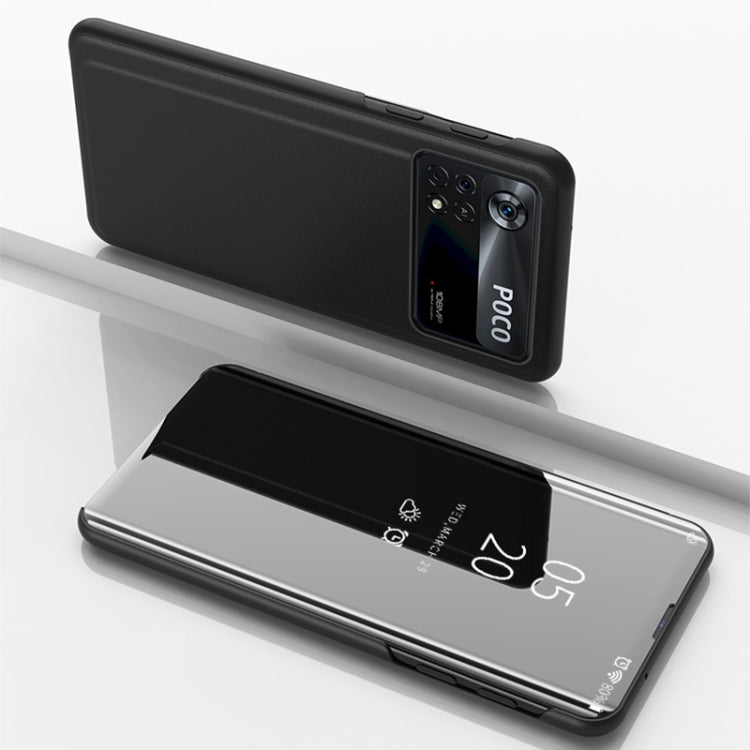 Custodia in pelle flip orizzontale placcata a specchio con supporto, For Xiaomi Poco X4 Pro 5G, For Xiaomi Poco M4 Pro 4G