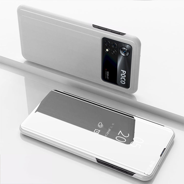 Custodia in pelle flip orizzontale placcata a specchio con supporto, For Xiaomi Poco X4 Pro 5G, For Xiaomi Poco M4 Pro 4G