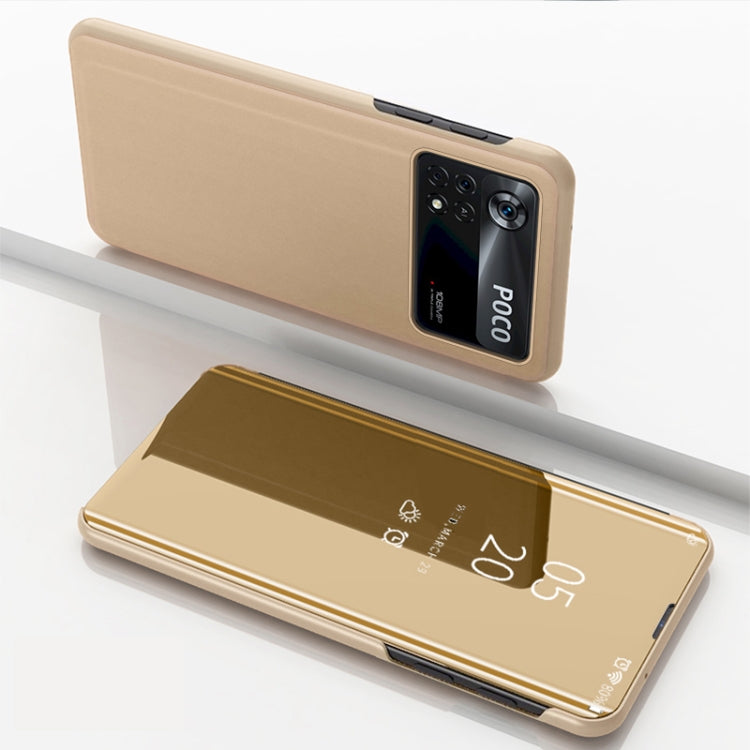 Custodia in pelle flip orizzontale placcata a specchio con supporto, For Xiaomi Poco X4 Pro 5G, For Xiaomi Poco M4 Pro 4G
