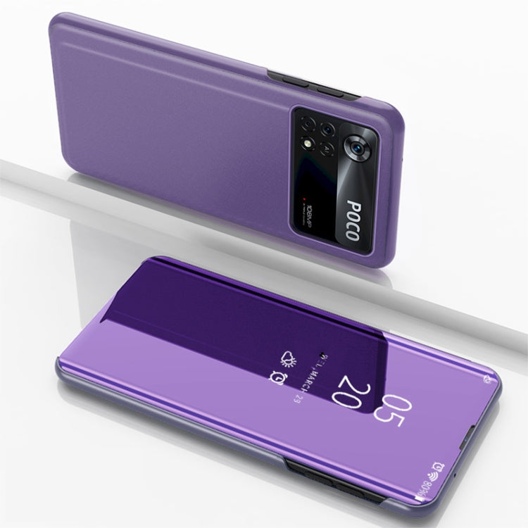 Custodia in pelle flip orizzontale placcata a specchio con supporto, For Xiaomi Poco X4 Pro 5G, For Xiaomi Poco M4 Pro 4G