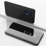Custodia in pelle flip orizzontale placcata a specchio con supporto, For OPPO Find X5