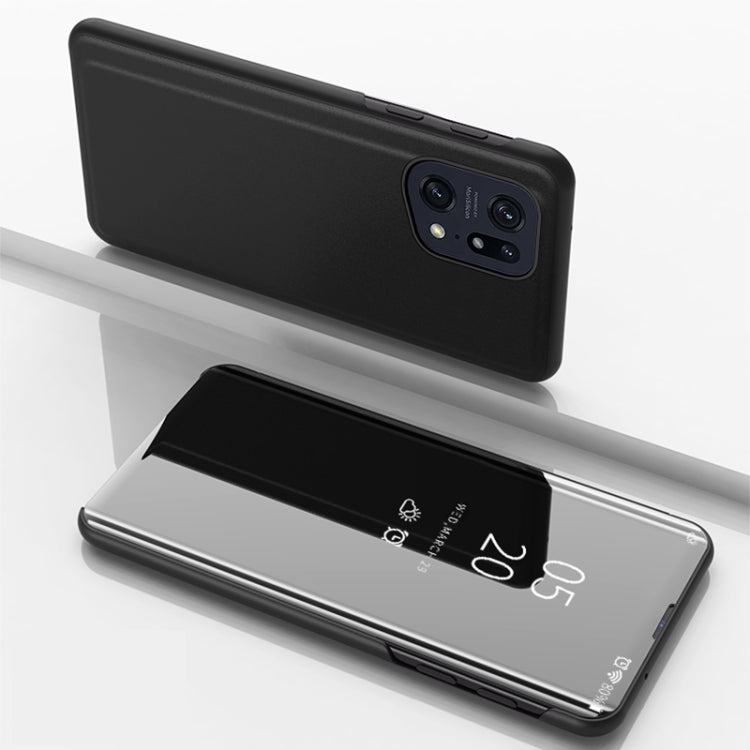 Custodia in pelle flip orizzontale placcata a specchio con supporto, For OPPO Find X5