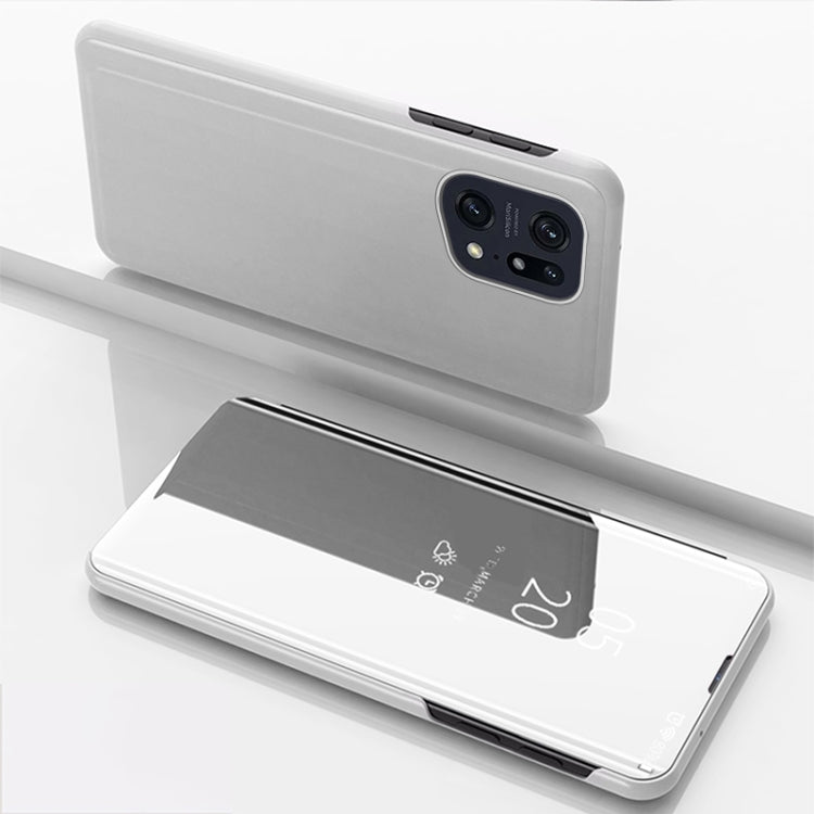 Custodia in pelle flip orizzontale placcata a specchio con supporto, For OPPO Find X5