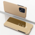 Custodia in pelle flip orizzontale placcata a specchio con supporto, For OPPO Find X5