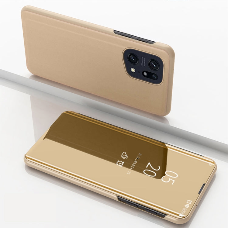 Custodia in pelle flip orizzontale placcata a specchio con supporto, For OPPO Find X5