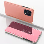 Custodia in pelle flip orizzontale placcata a specchio con supporto, For OPPO Find X5