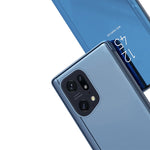 Custodia in pelle flip orizzontale placcata a specchio con supporto, For OPPO Find X5
