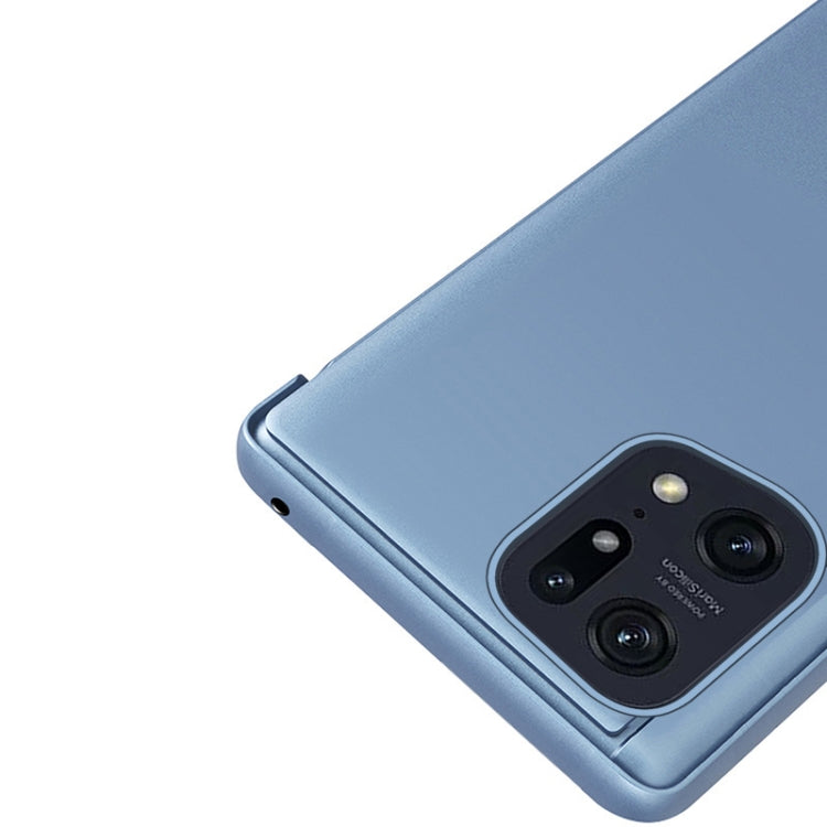 Custodia in pelle flip orizzontale placcata a specchio con supporto, For OPPO Find X5