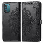 Custodia per telefono in pelle con flip in rilievo con fiore di mandala, For Nokia G21, For TCL 30 V 5G, For Wiko Y52, For Wiko Y82