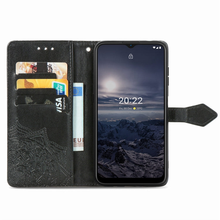Custodia per telefono in pelle con flip in rilievo con fiore di mandala, For Nokia G21, For TCL 30 V 5G, For Wiko Y52, For Wiko Y82