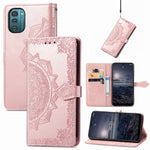 Custodia per telefono in pelle con flip in rilievo con fiore di mandala, For Nokia G21, For TCL 30 V 5G, For Wiko Y52, For Wiko Y82
