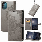 Custodia per telefono in pelle con flip in rilievo con fiore di mandala, For Nokia G21, For TCL 30 V 5G, For Wiko Y52, For Wiko Y82