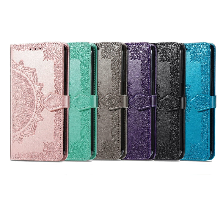 Custodia per telefono in pelle con flip in rilievo con fiore di mandala, For Nokia G21, For TCL 30 V 5G, For Wiko Y52, For Wiko Y82