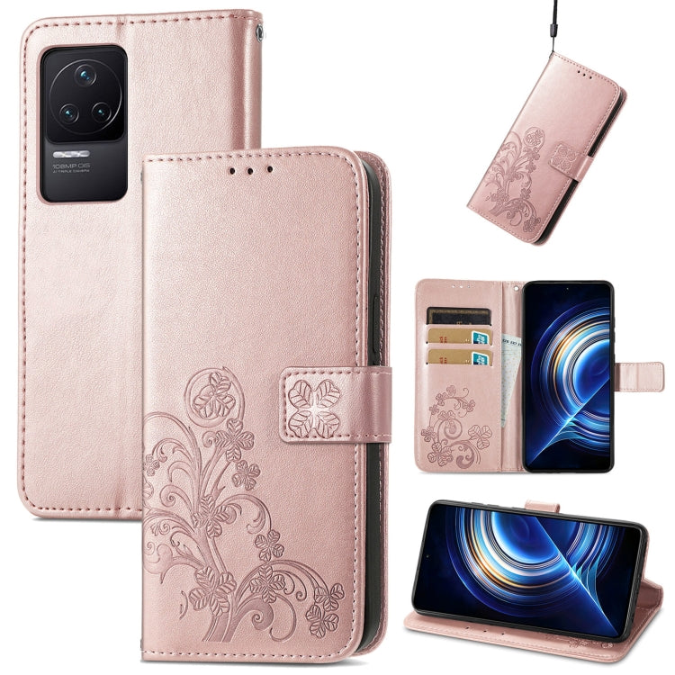 Custodia per telefono in pelle con fibbia in rilievo con chiusura a quattro foglie, For Xiaomi Redmi K50 Pro, For Xiaomi Redmi 10C, For Xiaomi Redmi Note 11 Pro 4G Global, For Xiaomi Poco X4 Pro 5G, For Xiaomi Poco M4 Pro