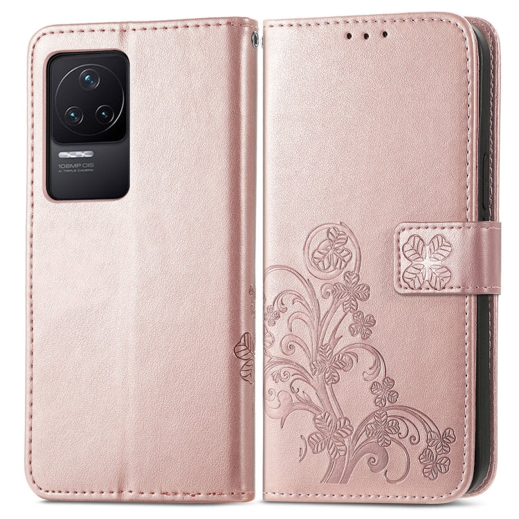 Custodia per telefono in pelle con fibbia in rilievo con chiusura a quattro foglie, For Xiaomi Redmi K50 Pro, For Xiaomi Redmi 10C, For Xiaomi Redmi Note 11 Pro 4G Global, For Xiaomi Poco X4 Pro 5G, For Xiaomi Poco M4 Pro