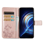 Custodia per telefono in pelle con fibbia in rilievo con chiusura a quattro foglie, For Xiaomi Redmi K50 Pro, For Xiaomi Redmi 10C, For Xiaomi Redmi Note 11 Pro 4G Global, For Xiaomi Poco X4 Pro 5G, For Xiaomi Poco M4 Pro
