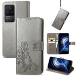 Custodia per telefono in pelle con fibbia in rilievo con chiusura a quattro foglie, For Xiaomi Redmi K50 Pro, For Xiaomi Redmi 10C, For Xiaomi Redmi Note 11 Pro 4G Global, For Xiaomi Poco X4 Pro 5G, For Xiaomi Poco M4 Pro