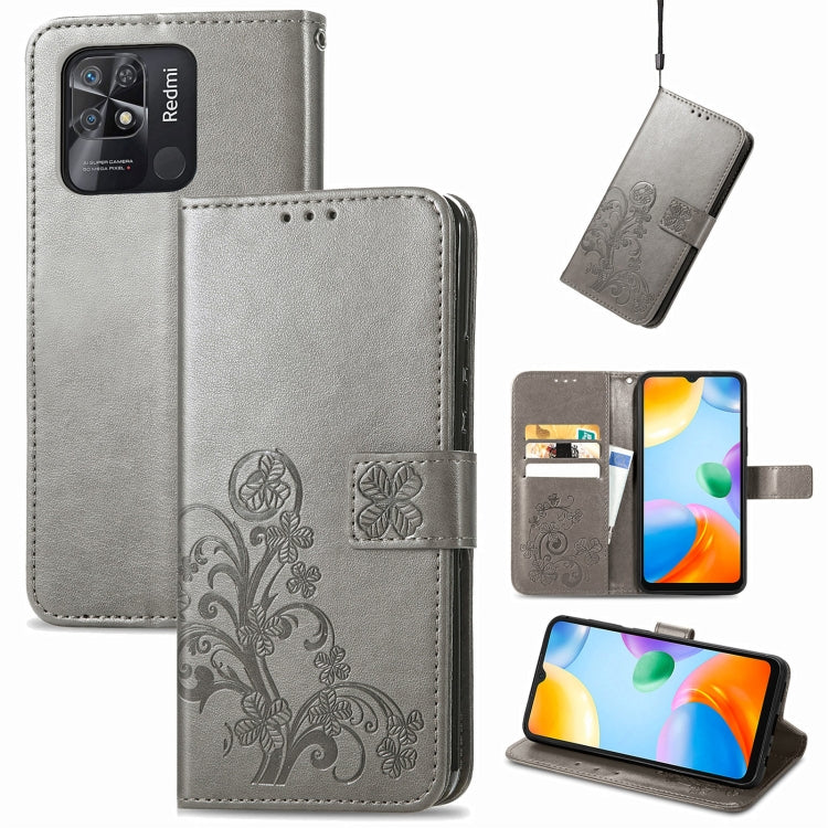 Custodia per telefono in pelle con fibbia in rilievo con chiusura a quattro foglie, For Xiaomi Redmi K50 Pro, For Xiaomi Redmi 10C, For Xiaomi Redmi Note 11 Pro 4G Global, For Xiaomi Poco X4 Pro 5G, For Xiaomi Poco M4 Pro
