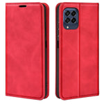 Per Samsung Galaxy M53 Custodia in pelle con ventosa magnetica retro-pelle, Black, Grey, Dark Blue, Pink, Red