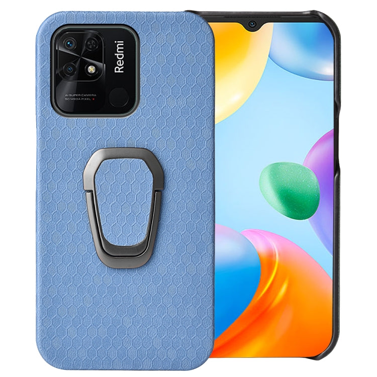 Per Xiaomi Redmi 10C 4G Custodia per cellulare in PU a nido d'ape con supporto ad anello, For Xiaomi Redmi 10C 4G