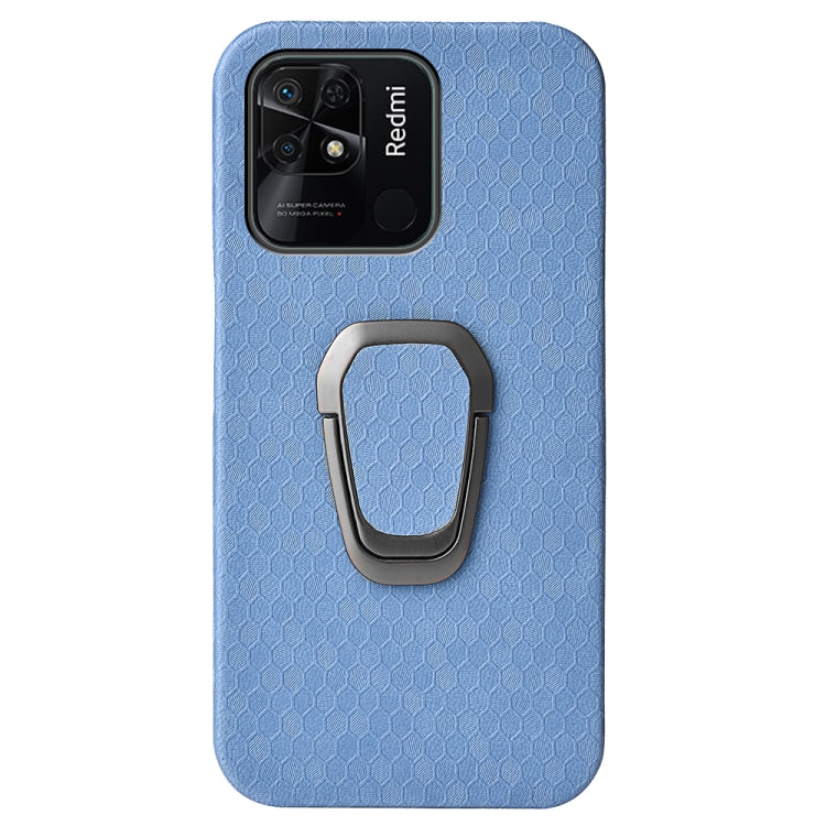 Per Xiaomi Redmi 10C 4G Custodia per cellulare in PU a nido d'ape con supporto ad anello, For Xiaomi Redmi 10C 4G