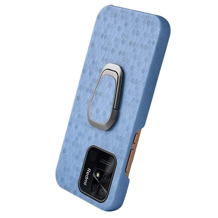 Per Xiaomi Redmi 10C 4G Custodia per cellulare in PU a nido d'ape con supporto ad anello, For Xiaomi Redmi 10C 4G