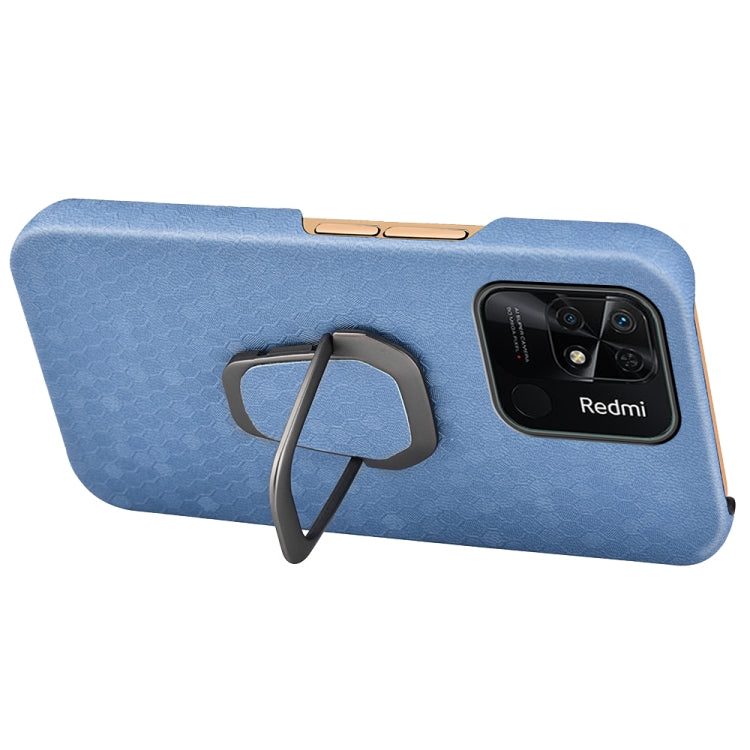 Per Xiaomi Redmi 10C 4G Custodia per cellulare in PU a nido d'ape con supporto ad anello, For Xiaomi Redmi 10C 4G