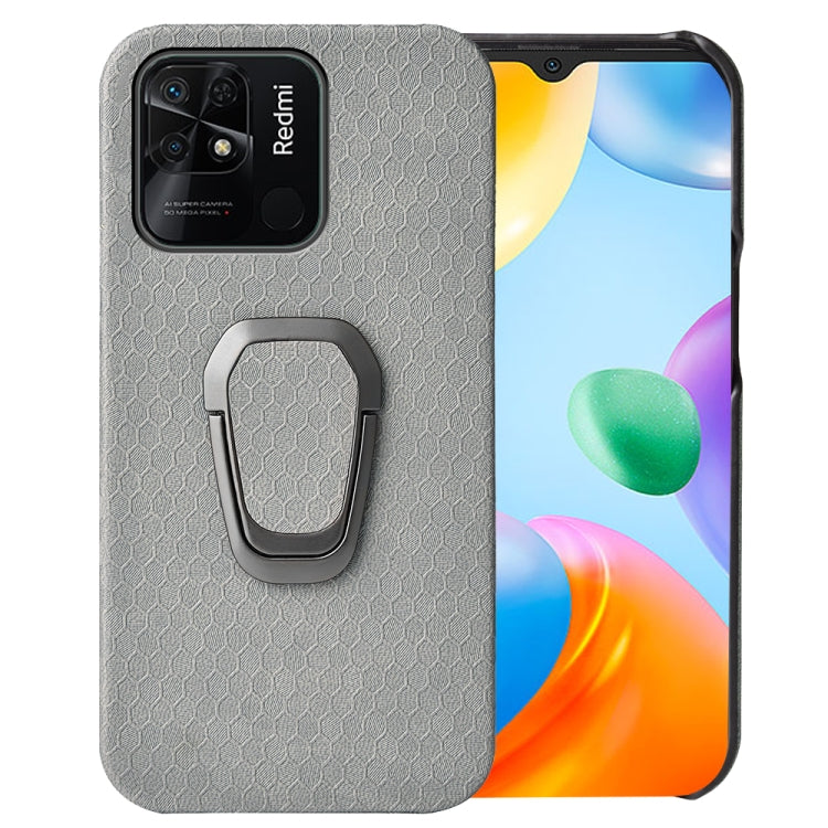 Per Xiaomi Redmi 10C 4G Custodia per cellulare in PU a nido d'ape con supporto ad anello, For Xiaomi Redmi 10C 4G