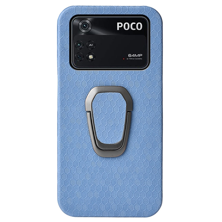 Per Xiaomi Poco M4 Pro 4G Custodia per telefono a nido d'ape PU con supporto ad anello, For Xiaomi Poco M4 Pro 4G