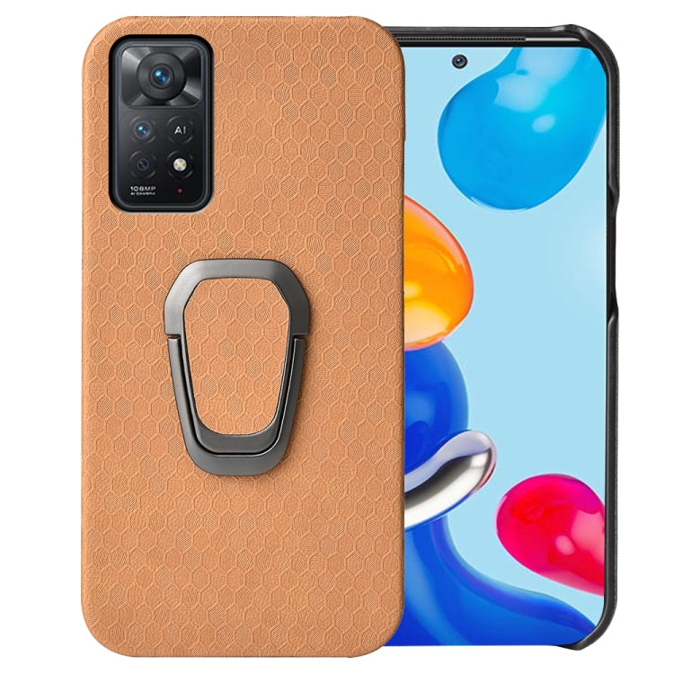 Per Xiaomi Redmi Note 11 Pro Global Ring Holder Custodia a nido d'ape in PU, For Xiaomi Redmi Note 11 Pro Global