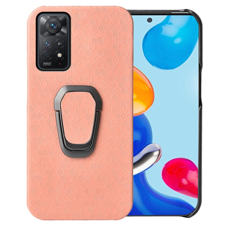 Per Xiaomi Redmi Note 11 Pro Global Ring Holder Custodia a nido d'ape in PU, For Xiaomi Redmi Note 11 Pro Global