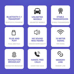 Trasmettitore FM ricevitore USB Bluetooth 5.1 per auto T50 per navigazione chiamate in vivavoce, T50