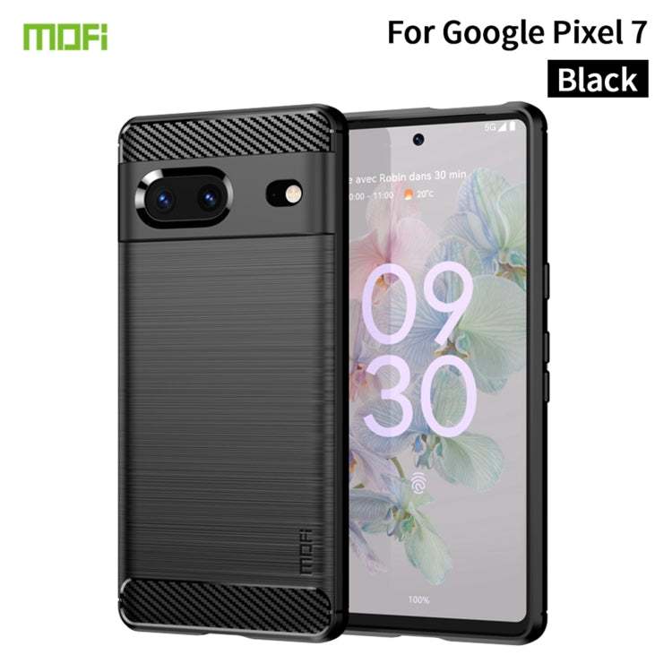 MOFI Custodia per telefono in fibra di carbonio TPU con trama spazzolata serie Gentleness, For Google pixel 7 5G, For Google pixel 7 Pro 5G