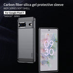 MOFI Custodia per telefono in fibra di carbonio TPU con trama spazzolata serie Gentleness, For Google pixel 7 5G, For Google pixel 7 Pro 5G