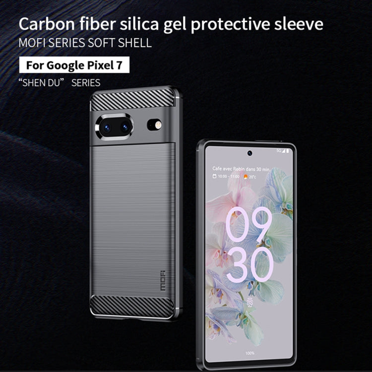 MOFI Custodia per telefono in fibra di carbonio TPU con trama spazzolata serie Gentleness, For Google pixel 7 5G, For Google pixel 7 Pro 5G
