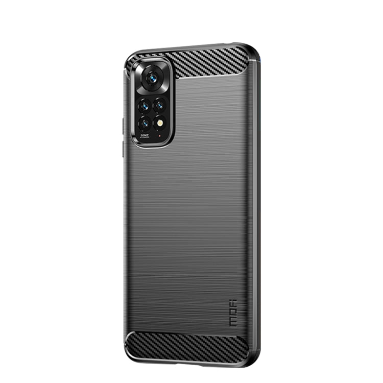 Custodia morbida in TPU MOFI Gentleness in fibra di carbonio spazzolata, For Xiaomi Redmi Note 11 4G Global / Note 11S 4G