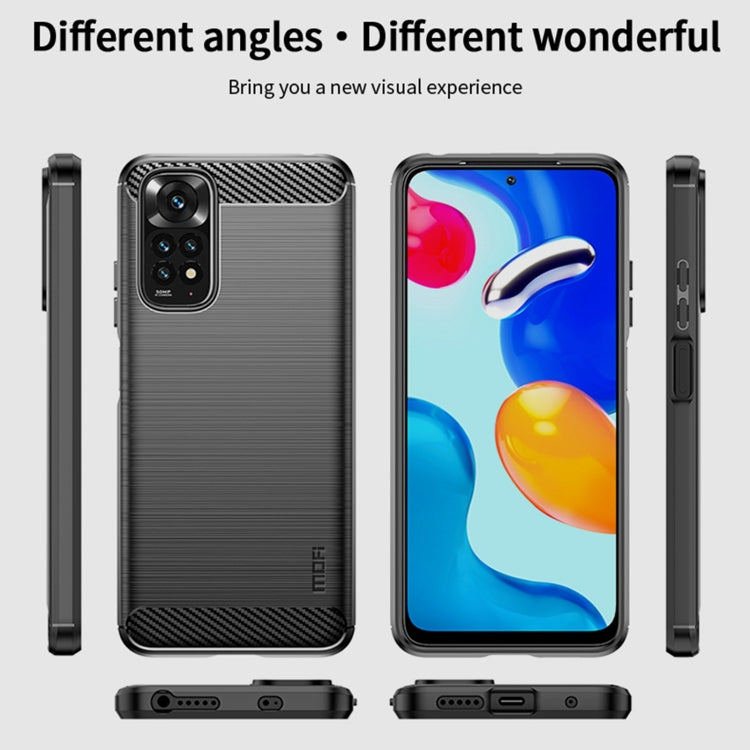 Custodia morbida in TPU MOFI Gentleness in fibra di carbonio spazzolata, For Xiaomi Redmi Note 11 4G Global / Note 11S 4G