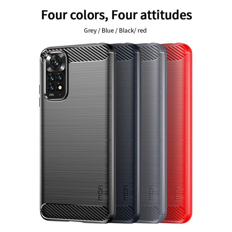 Custodia morbida in TPU MOFI Gentleness in fibra di carbonio spazzolata, For Xiaomi Redmi Note 11 4G Global / Note 11S 4G
