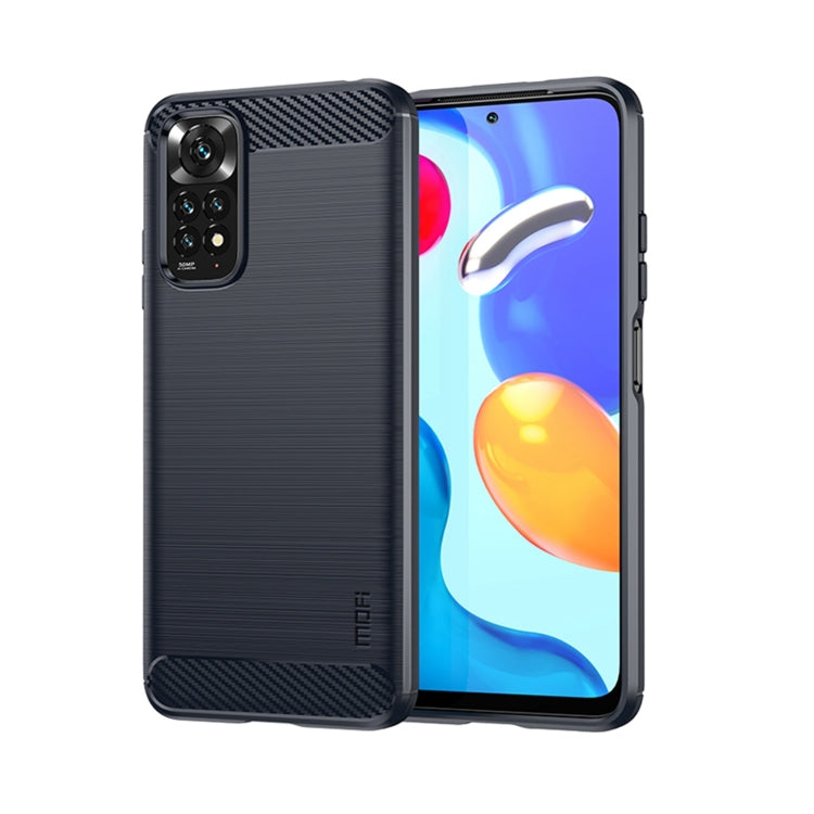 Custodia morbida in TPU MOFI Gentleness in fibra di carbonio spazzolata, For Xiaomi Redmi Note 11 4G Global / Note 11S 4G