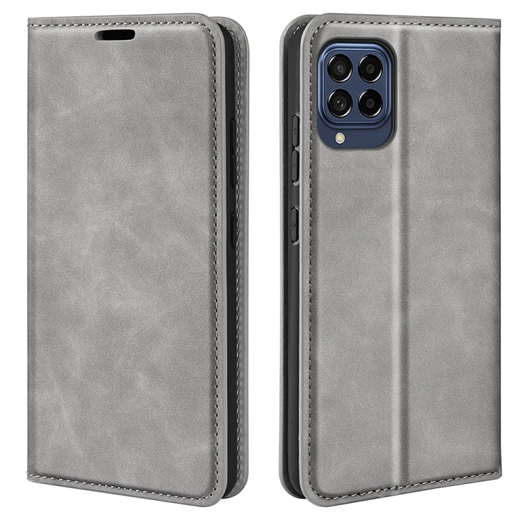 Per Samsung Galaxy M33 Custodia in pelle con ventosa magnetica retro-pelle, For Samsung Galaxy M33