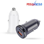 WKN-707 PD 20W USB-C / Type-C + QC 3.0 Mini caricabatteria da auto USB da 25 W con cavo dati USB-C / Type-C a 8 pin, lunghezza cavo: 1 m